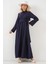 Kadın BDART Uzun Kollu Düğmeli A Form Midi Elbise Gömlek Yakalı Blue 4