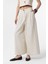 Ekru Keten Karışımlı Kadın Culotte Pantolon 1