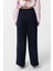 Lacivert Kemerli Pilili Kadın Pantolon 4