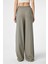 Haki Keten Karışımlı Kadın Pantolon 4