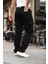 Erkek Bol Paça Kargo Cepli Siyah Baggy Pantolon 4