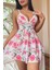 Modlive Ynt Pembe Çiçek Desenli Dantel Detaylı Gecelik 15706 2