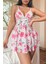 Modlive Ynt Pembe Çiçek Desenli Dantel Detaylı Gecelik 15706 3