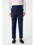 Lacivert 100% Keten Italyan Kesim Erkek Pantolon 1