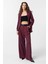 Bordo Çift Pilili Kadın Pantolon 2