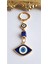 Hediyelik 5'li Nazar Boncuklu Göz Detaylı Lacivert Anahtarlık 10,5 cm 3