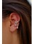 Üzeri Yuvarlak,kalp ve Baget Taşları Olan Damla Model Sallantılı Uçlu Earcuff 4