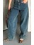 Baggy Kar Yıkama Yeşil Tint Jeans Pantolon D2007 2