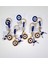 Hediyelik 5'li Nazar Boncuklu Modern Anahtarlık - Lacivert 10,5 cm 1