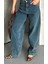 Baggy Kar Yıkama Yeşil Tint Jeans Pantolon D2007 2