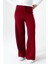 Kadın Beli Lastikli Bağlama Detaylı Yüksek Bel Triko Pantolon Bordo - 25K 2251 3