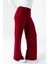 Kadın Beli Lastikli Bağlama Detaylı Yüksek Bel Triko Pantolon Bordo - 25K 2251 4