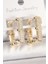 Pirinç Gold Renk Kare Zirkon Taşlı Kadın Küpe - TJ-BKP10373 1