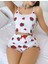 Kadın Beyaz Çilek Desenli Şortlu Pijama Takımı 5053 3