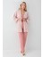 Kadın Modal Kutulu 3 Parça Pembe Sabahlık & Pijama Takımı 2