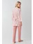 Kadın Modal Kutulu 3 Parça Pembe Sabahlık & Pijama Takımı 3