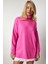 Balıkçı Yaka Oversize Triko Kazak LBV0011 Pembe 2