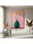 Minimalist Pembe ve Yeşil Çiçek Vazosu Tablosu 4