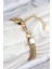 316L Çelik Örme Zincir Model Gold Renk Kadın Bileklik TG27BB7831 2