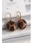 Pirinç Gold Renk Leopar Desenli Daire Model Kadın Küpe TG27BKP9878 1