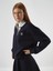 Kadın Lacivert Esnek Dokulu Oversize Sweatshirt 2