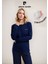 Kadın Uzun Kol Kutulu Lacivert 2 Parça Pijama Takımı 1