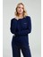 Kadın Uzun Kol Kutulu Lacivert 2 Parça Pijama Takımı 3