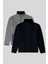 Standart Kalıp Dik Yaka 2li Paket Lacivert-Gri Melanj Erkek Polar Sweatshirt - 87992 1