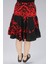 Viskon Kumaş Siyah-Kırmızı Mercan Desenli Midi Boy Kadın Şort Etek 3