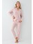 Kadın Giyim Uzun Kollu Modal & Pamuk 2'li Pembe Gömlek Pijama Takımı 3