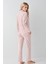 Kadın Giyim Uzun Kollu Modal & Pamuk 2'li Pembe Gömlek Pijama Takımı 4