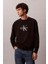 Erkek Bisiklet Yaka Monogram Logolu Pamuklu Sweatshirt - Siyah 1