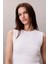 Kadın Regular Kalıp Nervürlü T-Shirt - Beyaz 4