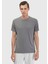 Gri Düz Bisiklet Yaka T-Shirt 3