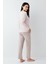 Paris Modal Pamuklu Kadın Pembe Desenli Uzun Kollu Pijama Takım 4