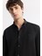 Erkek Regular Fit Siyah Düğmeli Yaka %100 Pamuk Oxford Basic Gömlek B002034 12