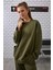 Ribanalı Rahat Kesim Sweatshirt Yosun Yeşili 1