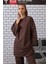Uzun Rahat Kesim Sweatshirt Acı Kahve 1