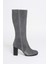 Kadın Hakiki Deri Topuklu Süet Çizme - Gri 3