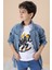 Mavi Gömlek ve Baskılı Tişörtlü Erkek Çocuk 2li Takım 19991 2