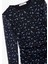 Slim Fit Asimetrik Kesim Uzun Kollu Bisiklet Yaka Çiçekli Elbise 3