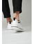 Drew Model Hakiki Deri El Yapımı Erkek Beyaz Siyah Rugan Sneakers Ayakkabı 9