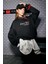 Nakışlı Sweatshirt Siyah 1