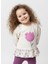 Kız Çocuk Oversize Çiçek Baskılı Pamuklu Ekru Sweatshirt 1