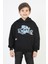 Erkek Kapşonlu Grafiti Yazılı Sweatshirt 1