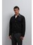 Siyah Kontrast Yaka Teknik Erkek Mont 1