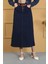 Doğal Kumaşlı Kemerli Kot Etek Lacivert 3