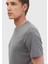 Gri Düz Bisiklet Yaka T-Shirt 5