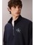 Erkek Rahat Kalıp Yarım Fermuarlı Yüksek Yaka Sweatshirt - Lacivert 5