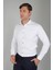 Erkek Uzun Kollu Regular Fit Haki Dikişli Beyaz Gömlek GMOKS252137_D01 5